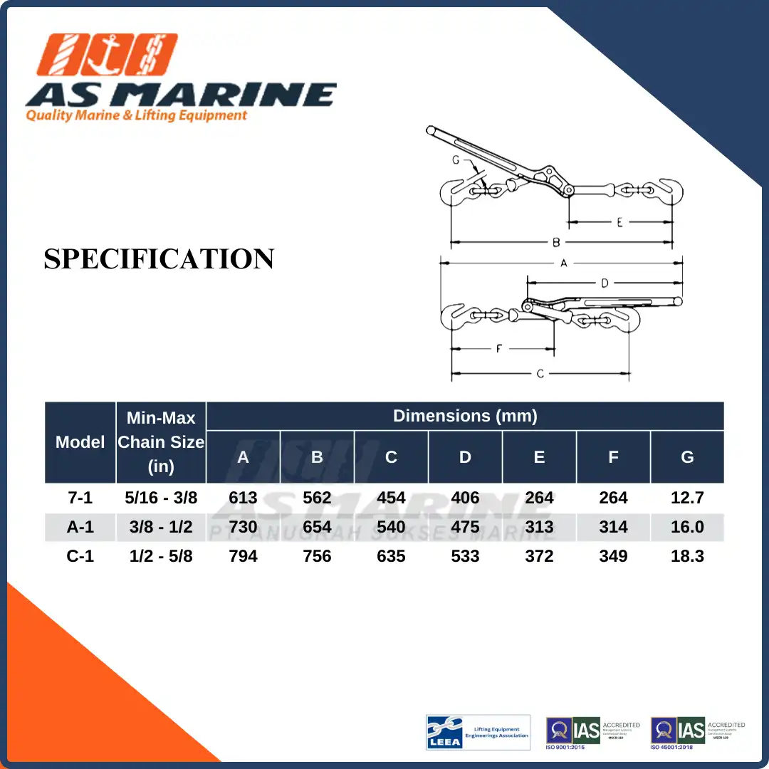 Specification L150 Crosby USA